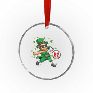 67 St Patricks Day Crystal Glass Ornament Funny Six Seven Leprechaun Playing Baseball Meme TS14 Print Your Wear