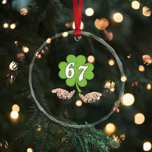 67 St Patricks Day Crystal Glass Ornament Six Seven Meme Shamrock Hand Gesture TS11 Print Your Wear