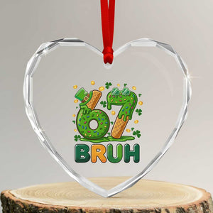 67 St Patricks Day Heart Crystal Glass Ornament Funny Six Seven Bruh Meme TS14 Transparent Glass 3'' Heart Print Your Wear