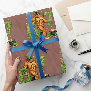 67 St Patricks Day Wrapping Paper Roll Funny Bigfoot Six Seven Shamrock Party Meme TS14 Mocha Print Your Wear