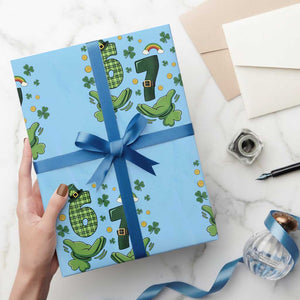 67 St Patricks Day Wrapping Paper Roll Funny Six Seven Hands Meme TS14 Light Blue Print Your Wear