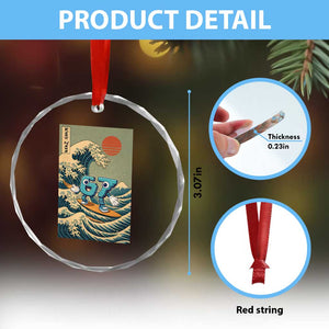 67 Surfing Japanese Crystal Glass Ornament Funny Great Wave Off Kanagawa Six Seven Brainrot Meme TS10 Print Your Wear