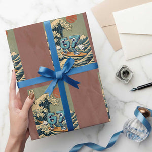 67 Surfing Japanese Wrapping Paper Roll Funny Great Wave Off Kanagawa Six Seven Brainrot Meme TS10 Mocha Print Your Wear