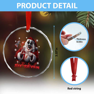 67 Terrifier Santa Horror Christmas Crystal Glass Ornament Funny Six Seven Meme Holiday Movie TS14 Print Your Wear