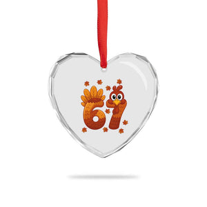 67 Thanksgiving Heart Crystal Glass Ornament Funny Turkey Thanksgiving Six Seven Meme TS11 Print Your Wear