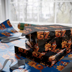 67 Thanksgiving Wrapping Paper Roll Funny Turkey Thanksgiving Six Seven Meme TS11 Black Print Your Wear