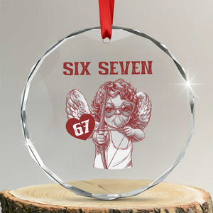 67 Valetines Meme Crystal Glass Ornament Funny Six Seven Valentines Day Heart TS14 Transparent Glass 3'' Circle Print Your Wear