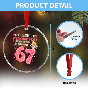 67 Valetines Meme Crystal Glass Ornament Funny Teacher Sayings Six Seven TS14 Print Your Wear