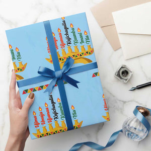7 Principles Of Kwanzaa Wrapping Paper Roll Festival Of Lights African Heritage Gift TS12 Light Blue Print Your Wear