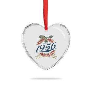 70th Birthday Beer Lover Vintage 1956 Limited Edition Heart Crystal Glass Ornament Bald Eagle