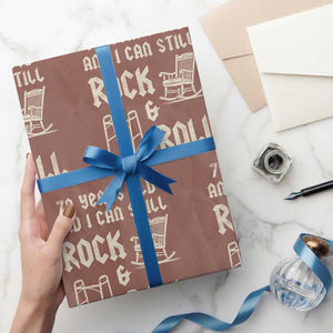 70th Birthday Gift For Men Wrapping Paper Roll Funny Man Saying Gag Gift 70 Years Old Birthday TS10 Mocha Print Your Wear