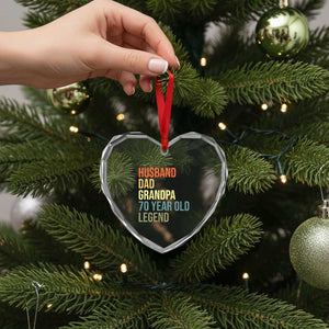70th Birthday Heart Crystal Glass Ornament Husband Dad Grandpa 70 Year Old Legend TS10 Print Your Wear