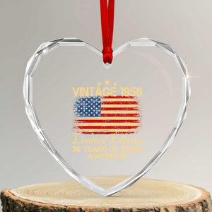70th Birthday Heart Crystal Glass Ornament Vintage 1956 Limited Edition 70 Year Old Birthday USA Flag TS10 Transparent Glass 3'' Heart Print Your Wear