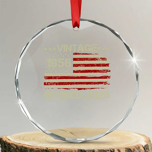 70th Birthday Retirement Crystal Glass Ornament Vintage 1956 Retired 2026 American Flag TS11 Transparent Glass 3'' Circle Print Your Wear