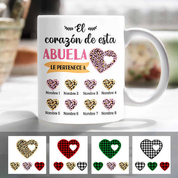 Personalized Mom Grandma Heart Spanish Mam Abuela Corazn Mug CTM One Size 11oz size Custom - Printyourwear