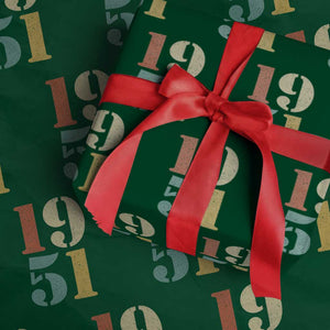 75th Birthday Wrapping Paper Roll Classic Retro 1951 70 Year Old Gifts TS10 Green Print Your Wear