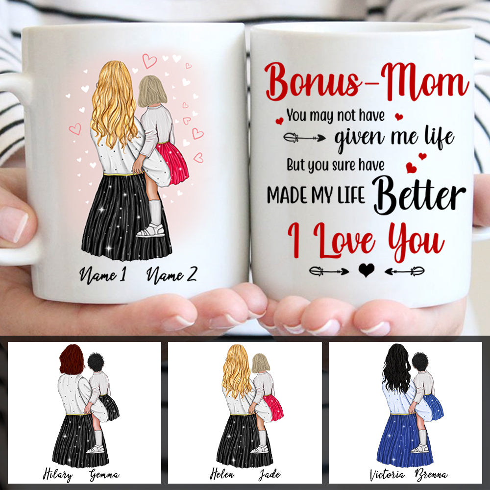 Personalized Bonus Mom I Love You Mug Gift For Your Step Mom Mug CTM One Size 11oz size Custom - Printyourwear