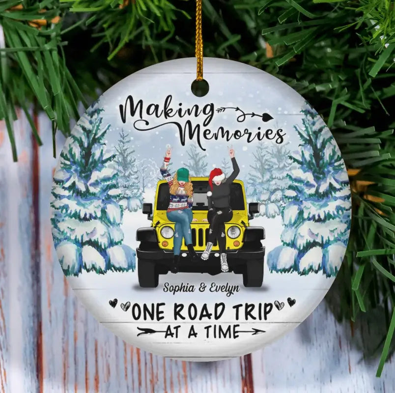 Personalized Jeep Ornaments Besties Off Road, Gift For Best Friends, A Girl and Her Best Friend CTM Ornament Custom - Printyourwear