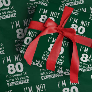 80th Birthday Wrapping Paper Roll Funny 80 Year Old Gift TS10 Green Print Your Wear