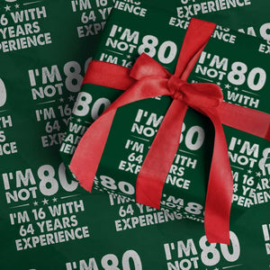 80th Birthday Wrapping Paper Roll Funny Saying Retro Vintage 80 Year Old Gift TS10 Green Print Your Wear