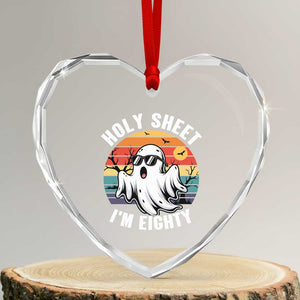 80th Birthday Halloween Ghost Heart Crystal Glass Ornament Holy Sheet I'm Eighty