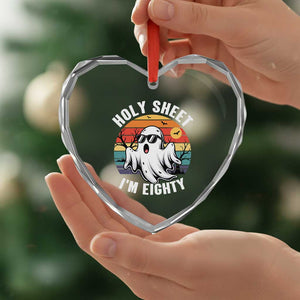 80th Birthday Halloween Ghost Heart Crystal Glass Ornament Holy Sheet I'm Eighty