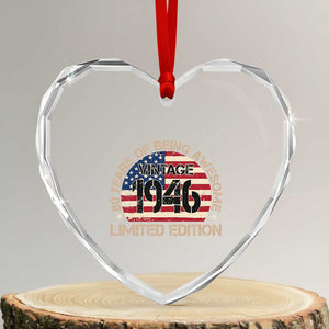 80th Birthday Heart Crystal Glass Ornament Vintage 1946 80 Year Old Birthday USA Flag TS10 Transparent Glass 3'' Heart Print Your Wear