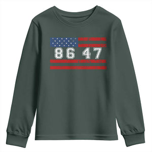 86 47 Youth Sweatshirt Impeach 47th President US Flag 8647 TS10 Dark Forest Green Print Your Wear