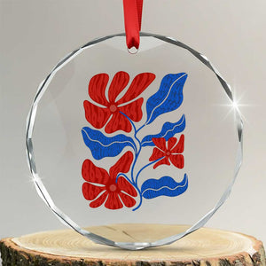 86 47 Boho Floral Matisse Crystal Glass Ornament No Kings Oligarchy FDT Political Protest TS14 Transparent Glass 3'' Circle Print Your Wear