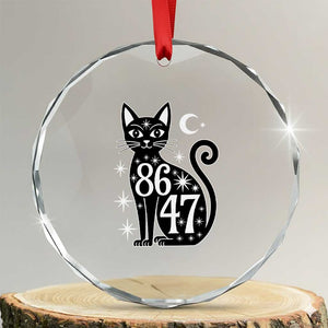 86 47 Celestial Black Cat Mystic Crystal Glass Ornament Moon Stars Coded Political Satire TS02 Transparent Glass 3'' Circle Print Your Wear
