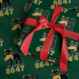 8647 Black Cat Golden Hair Prey Wrapping Paper Roll Funny Coded Political Satire