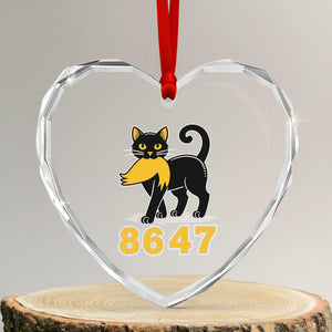 8647 Black Cat Golden Hair Prey Heart Crystal Glass Ornament Funny Coded Political Satire