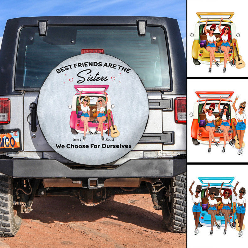 Custom Jeep Tire Cover With Camera Hole, Best Friends Are The Sisters We Choose For Ourselves Spare Tire Cover NO.1 CTM Custom - Printyourwear