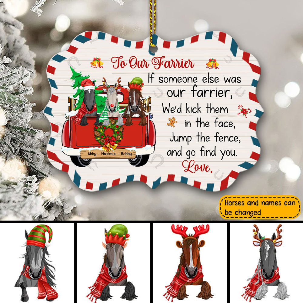 Personalized Jeep Christmas Ornaments Jeep Thank You For Being My Farrier Horse Lovers One Sided CTM Ornament Custom - Printyourwear
