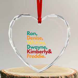 90s Black Sitcom HBCU Culture Tribute Heart Crystal Glass Ornament Ron Denise Whitley Dwayne Kimberly Freddie TS02 Transparent Glass 3'' Heart Print Your Wear