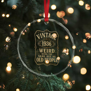 90th Birthday Crystal Glass Ornament Vintage 90yr 1936 90 Year Old Gift Weird Being the Same Age as Old People