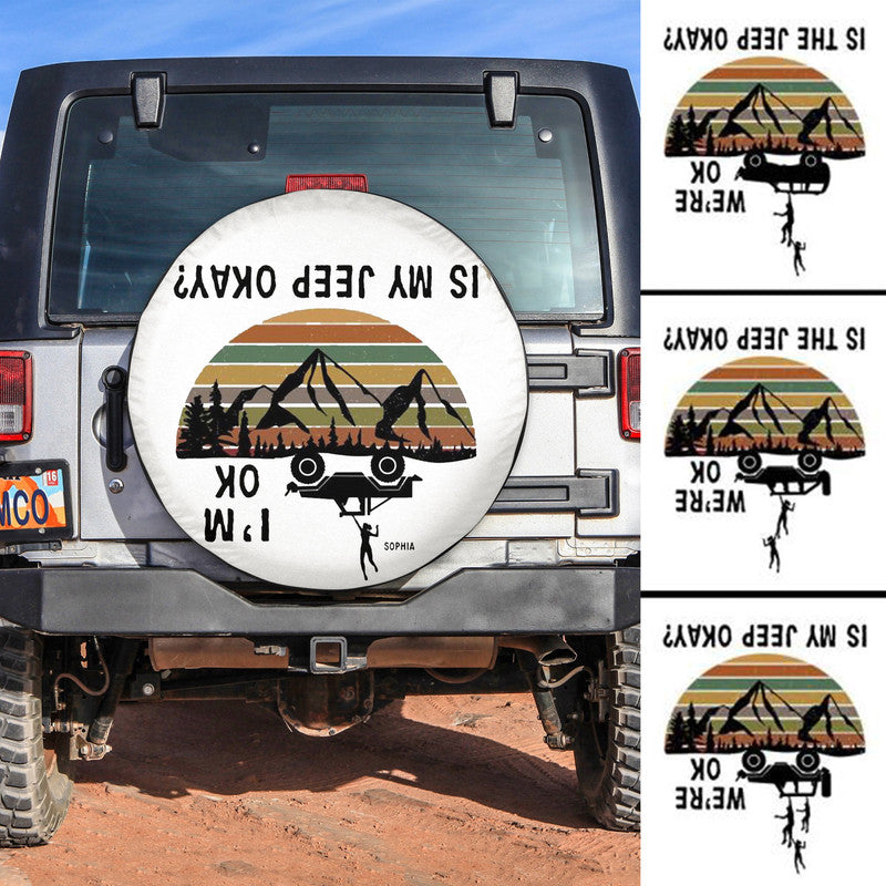 Custom Jeep Tire Cover With Camera Hole, Jeep I'm Ok Is My Jeep Okay Spare Tire Cover CTM Custom - Printyourwear