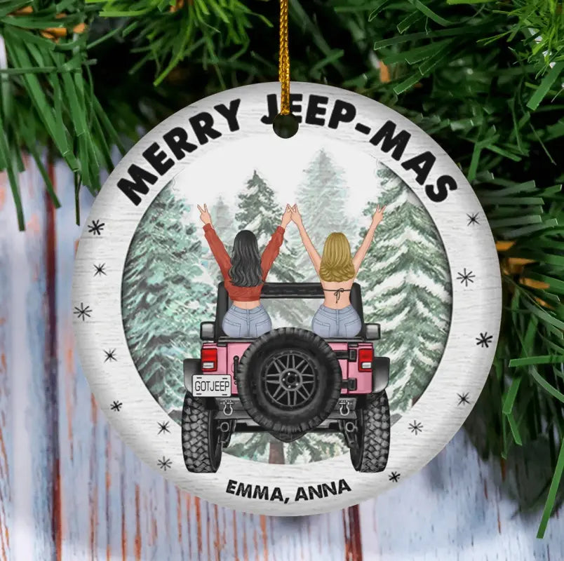 Personalized Jeep Ornaments Christmas Jeep Girl CTM Ornament Custom - Printyourwear