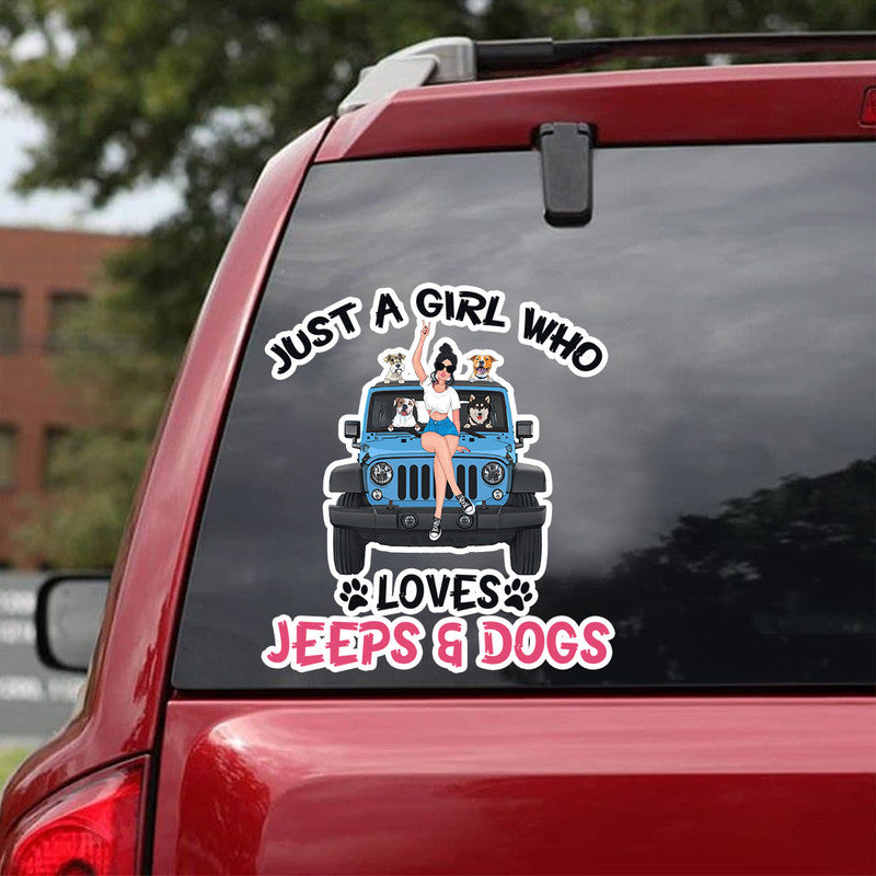 Personalized Jeep Decal Just A Girl Who Loves Jeep and Dogs CTM 13x13cm Custom - Printyourwear