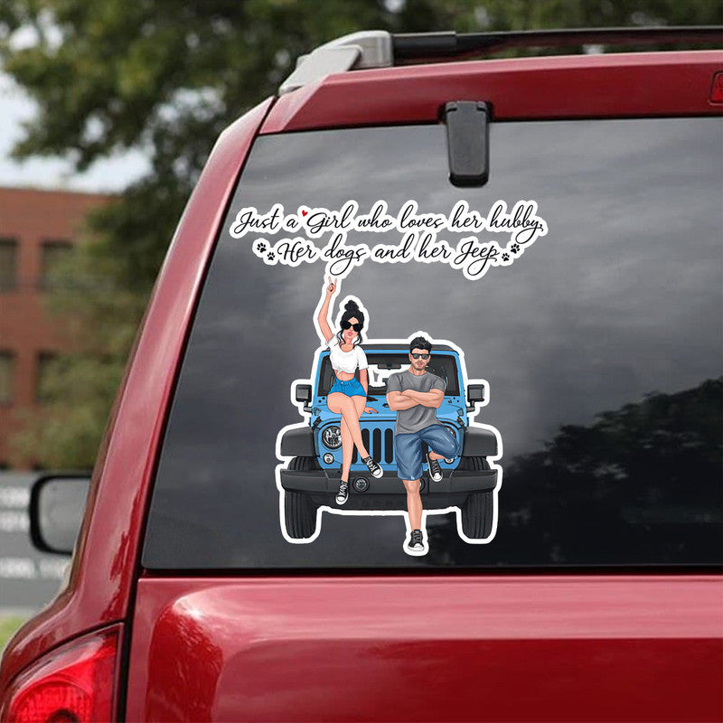 Personalized Jeep Decal Just A Girl Who Loves Jeep and Her Hubby CTM 13x13cm Custom - Printyourwear