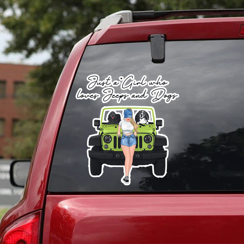 Personalized Jeep Decal Just A Girl Who Loves Jeeps and Dogs NO.3 CTM 13x13cm Custom - Printyourwear