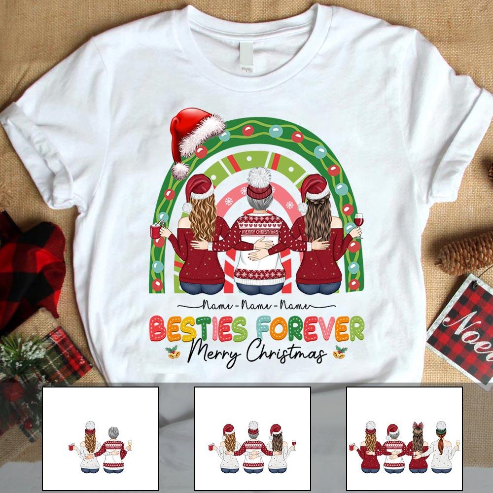 Personalized Besties Forever Merry Christmas T Shirt CTM Custom - Printyourwear