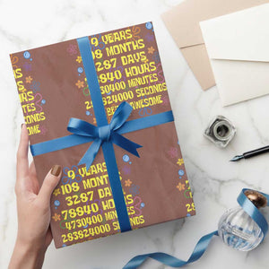 9th Birthday Gifts Wrapping Paper Roll Flowers Girl Son Boy 9yr 9 Year Old Bday TS10 Mocha Print Your Wear