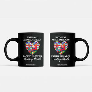 AAPI Heritage Month Coffee Mug National Asian American and Pacific Islander Countries Flag Heart TS02 Black Print Your Wear