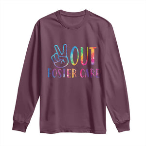 Adoption Foster Parents Long Sleeve Shirt Peace Out Foster Care TS11 Maroon Print Your Wear