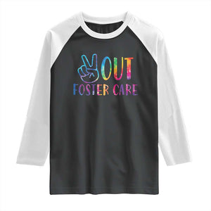 Adoption Foster Parents Raglan Shirt Peace Out Foster Care TS11 Black White Print Your Wear
