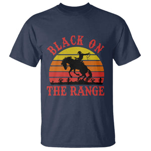 African American Black Cowboy T Shirt Black On The Range Rodeo TS11 Navy Print Your Wear