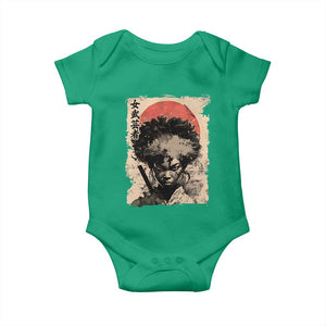 African American Female Samurai Warrior Baby Onesie Japanese Art Black Onna Bugeisha TS11 Irish Green Print Your Wear