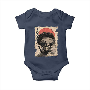 African American Female Samurai Warrior Baby Onesie Japanese Art Black Onna Bugeisha TS11 Navy Print Your Wear