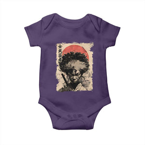 African American Female Samurai Warrior Baby Onesie Japanese Art Black Onna Bugeisha TS11 Purple Print Your Wear